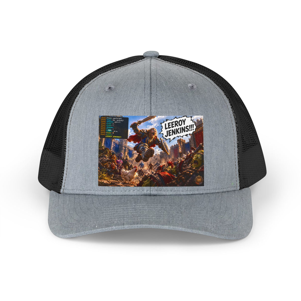Trucker Hat — Retro 'Leeroy Jenkins!' Gaming Meme Patch