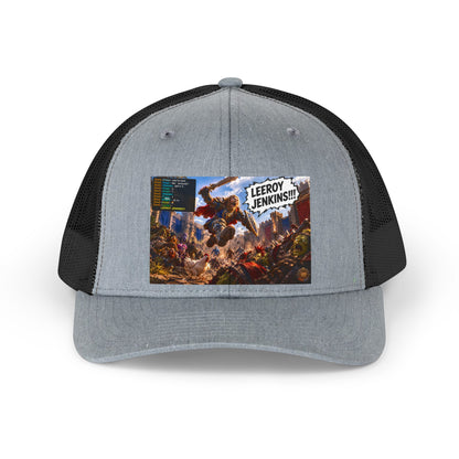 Trucker Hat — Retro 'Leeroy Jenkins!' Gaming Meme Patch