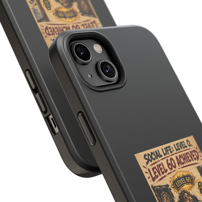 Phone Case — 'Social Life: Level 0 — Level 60 Achieved (Lion Banner)' Heavy-Duty Impact-Resistant Phone Case