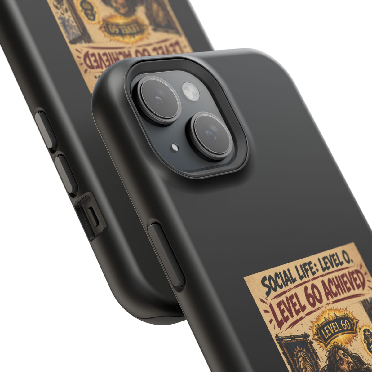 Phone Case — 'Social Life: Level 0 — Level 60 Achieved (Lion Banner)' Heavy-Duty Impact-Resistant Phone Case
