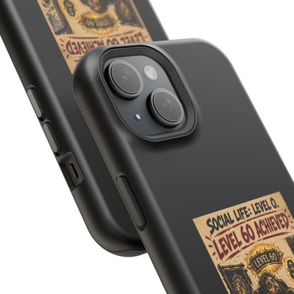Phone Case — 'Social Life: Level 0 — Level 60 Achieved (Lion Banner)' Heavy-Duty Impact-Resistant Phone Case