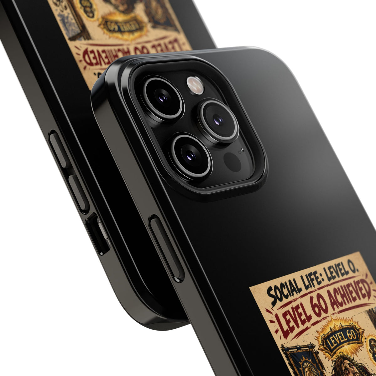 Phone Case — 'Social Life: Level 0 — Level 60 Achieved (Lion Banner)' Heavy-Duty Impact-Resistant Phone Case