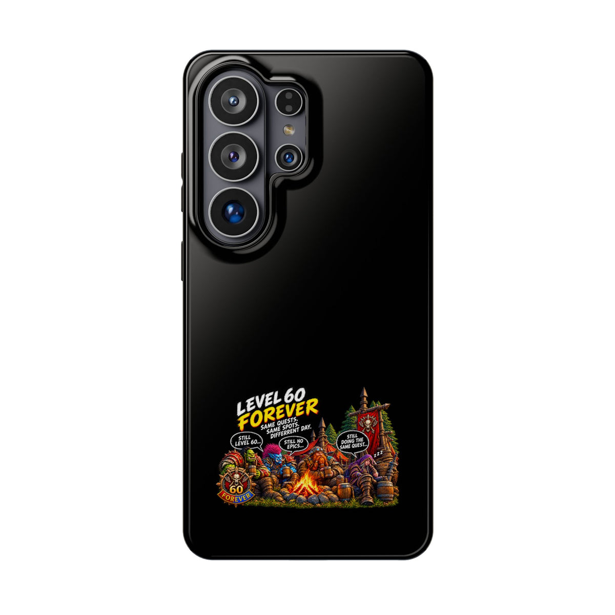Phone Case — 'Level 60 Forever Campfire' Heavy-Duty Impact-Resistant Phone Case
