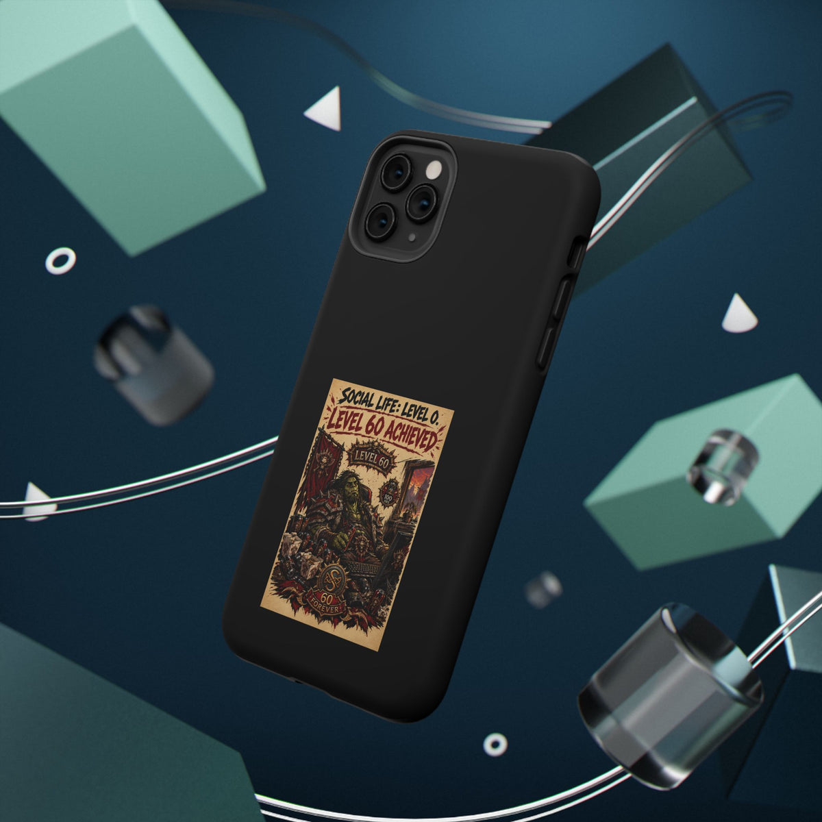 Phone Case — 'Social Life: Level 0 — Level 60 Achieved (Skull Banner)' Heavy-Duty Impact-Resistant Phone Case