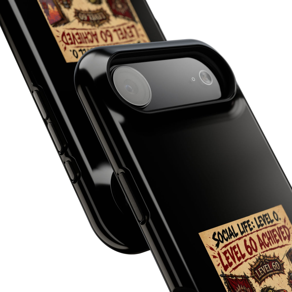 Phone Case — 'Social Life: Level 0 — Level 60 Achieved (Skull Banner)' Heavy-Duty Impact-Resistant Phone Case