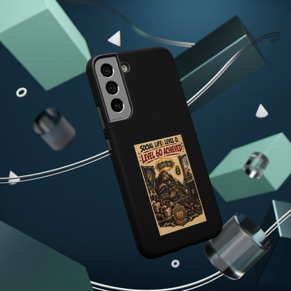 Phone Case — 'Social Life: Level 0 — Level 60 Achieved (Lion Banner)' Heavy-Duty Impact-Resistant Phone Case