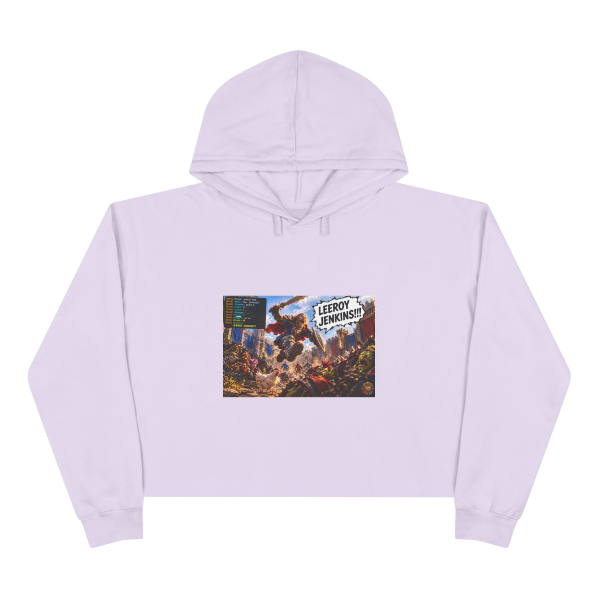 Crop Hoodie — 'Leeroy Jenkins!' Gaming Meme Cropped Hoodie