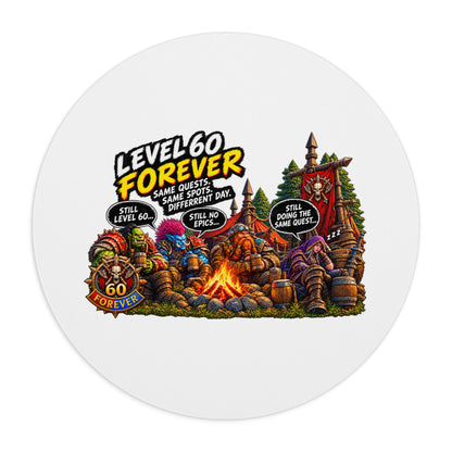 Level 60 Forever Gaming Mouse Pad — Retro RPG Campfire Design