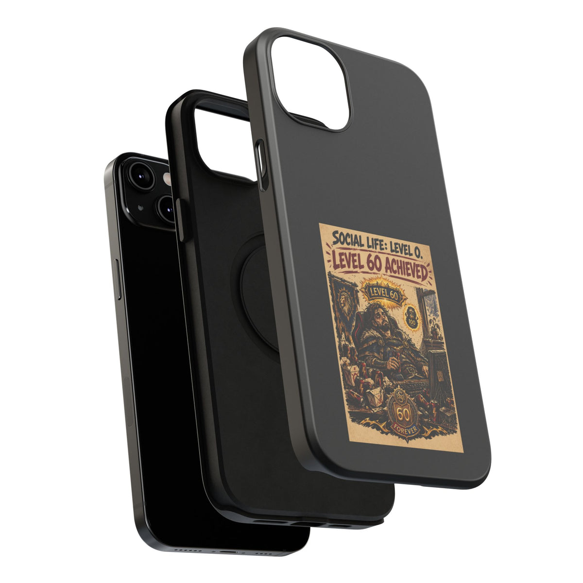 Phone Case — 'Social Life: Level 0 — Level 60 Achieved (Lion Banner)' Heavy-Duty Impact-Resistant Phone Case