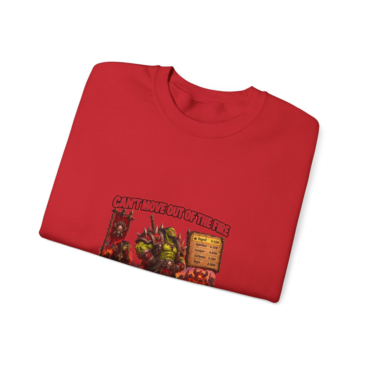Crewneck Sweatshirt — Retro Dungeons & Dragons Goblin Art "Get Out of the Fire" RPG Gaming Tee
