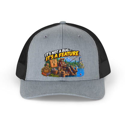 Retro Trucker Hat — "It's Not a Bug... It's a Feature" Camping Patch