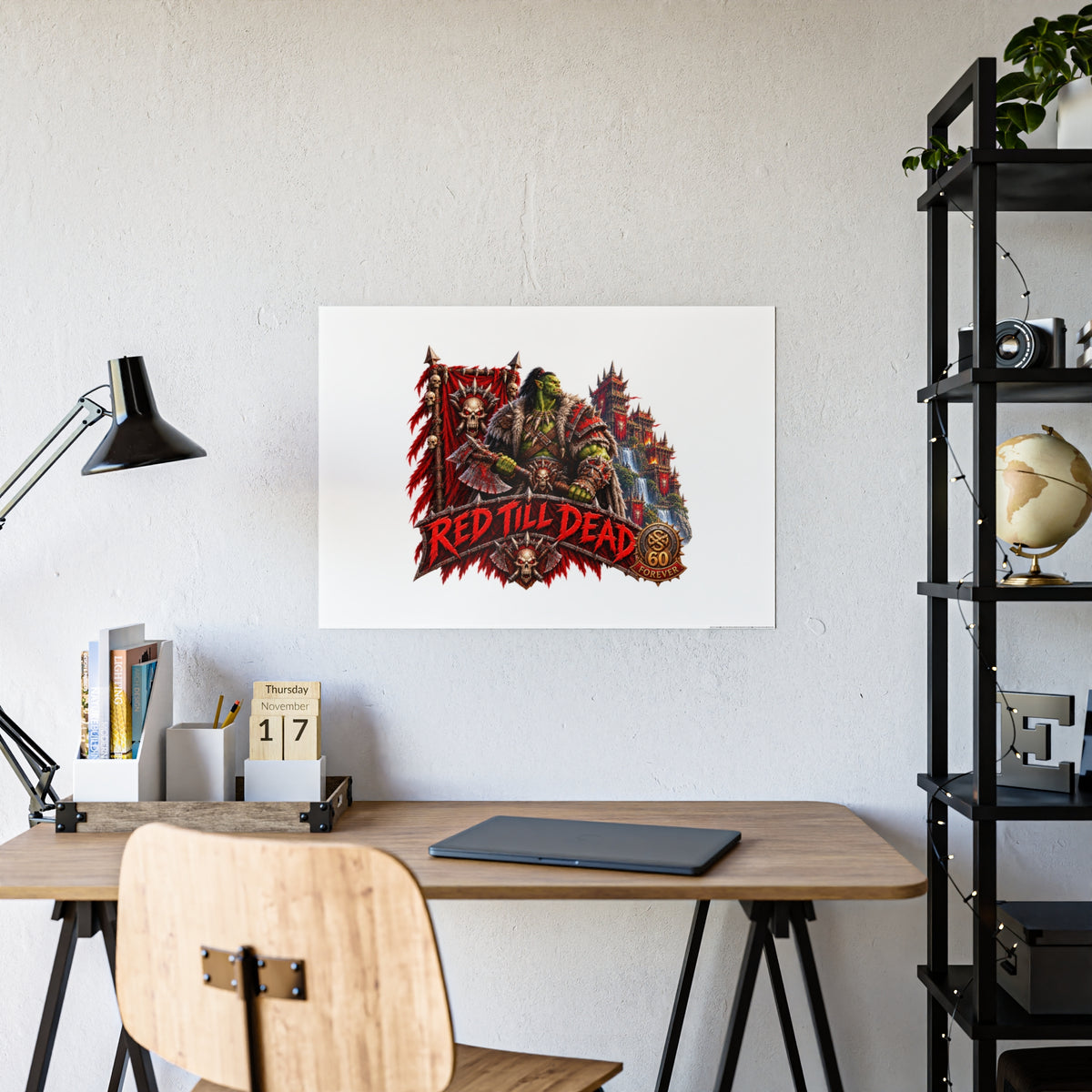 Red Till Dead Gloss Poster — Fantasy Orc Warrior Art Print