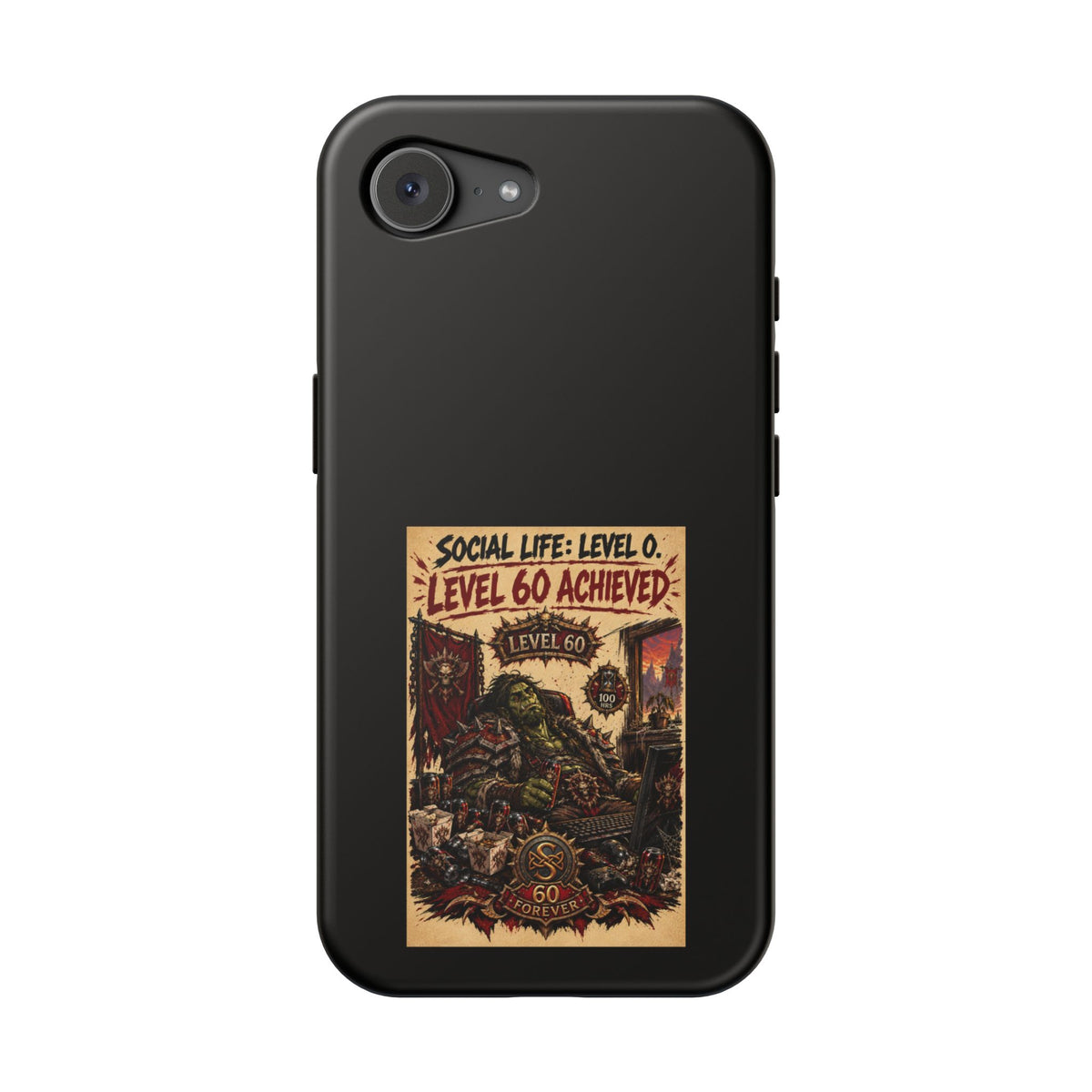 Phone Case — 'Social Life: Level 0 — Level 60 Achieved (Skull Banner)' Heavy-Duty Impact-Resistant Phone Case