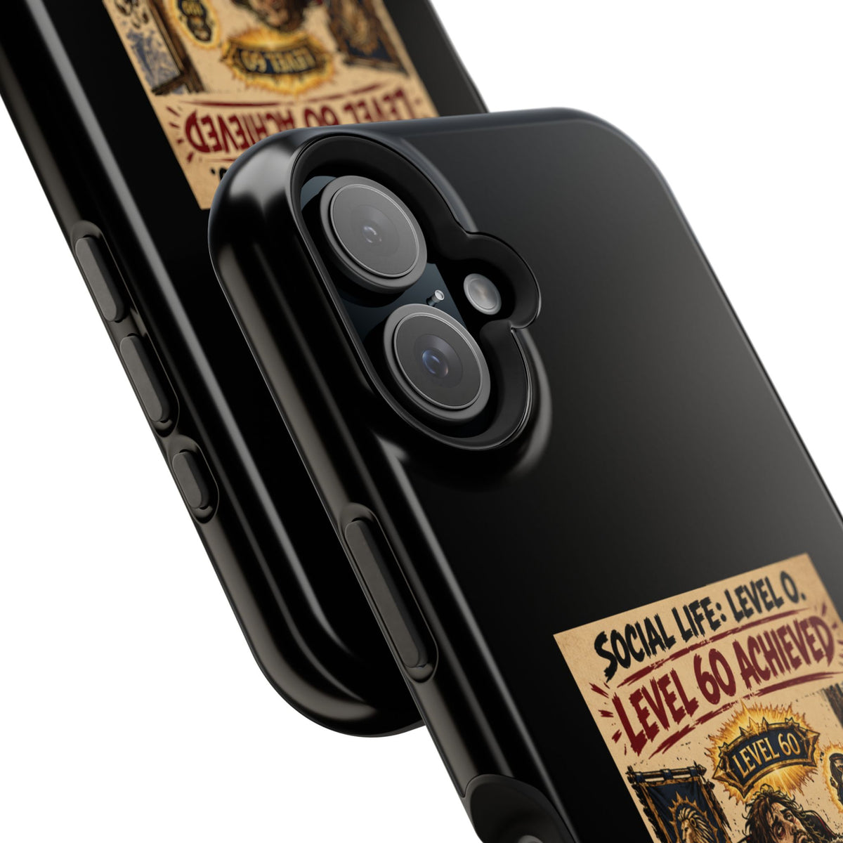 Phone Case — 'Social Life: Level 0 — Level 60 Achieved (Lion Banner)' Heavy-Duty Impact-Resistant Phone Case