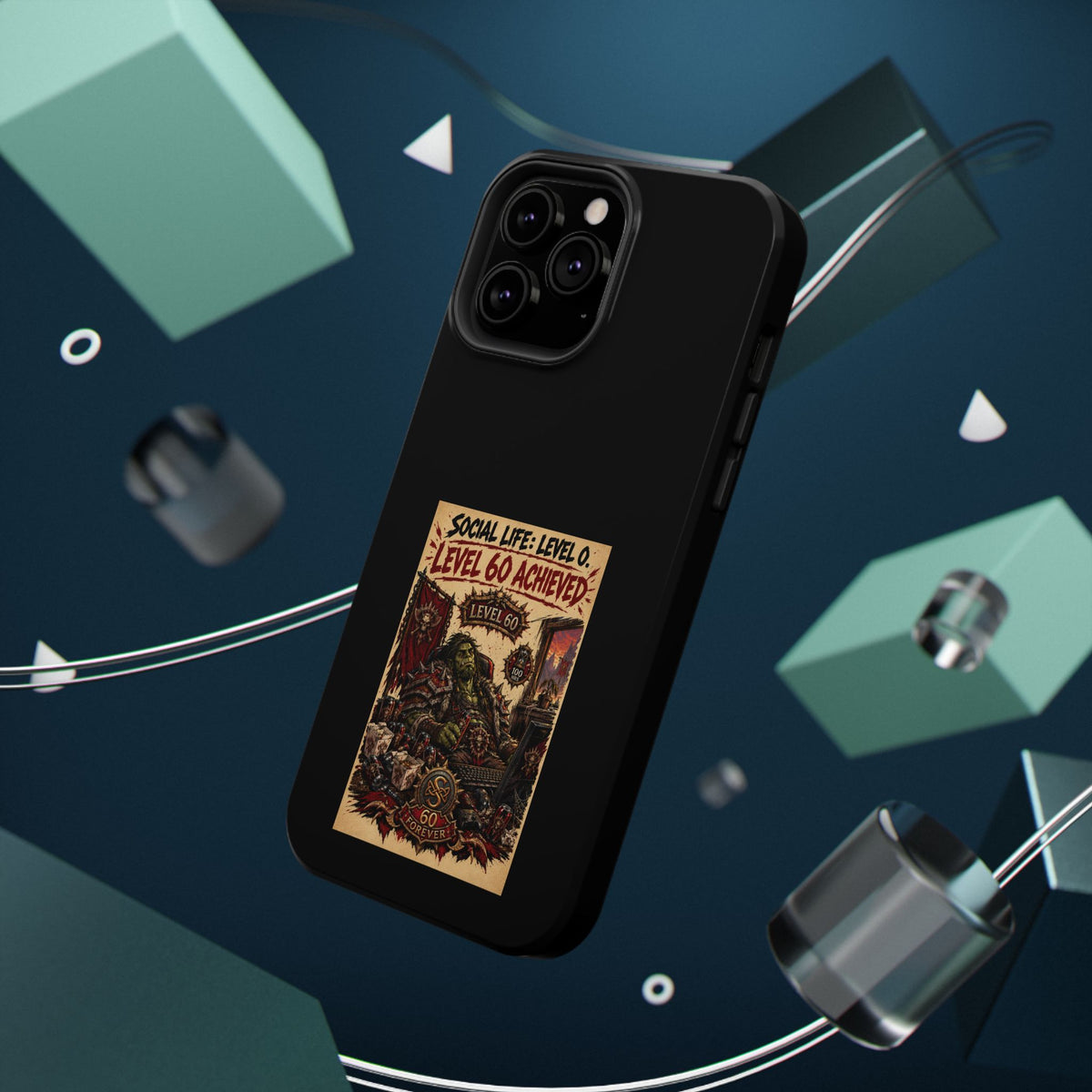 Phone Case — 'Social Life: Level 0 — Level 60 Achieved (Skull Banner)' Heavy-Duty Impact-Resistant Phone Case