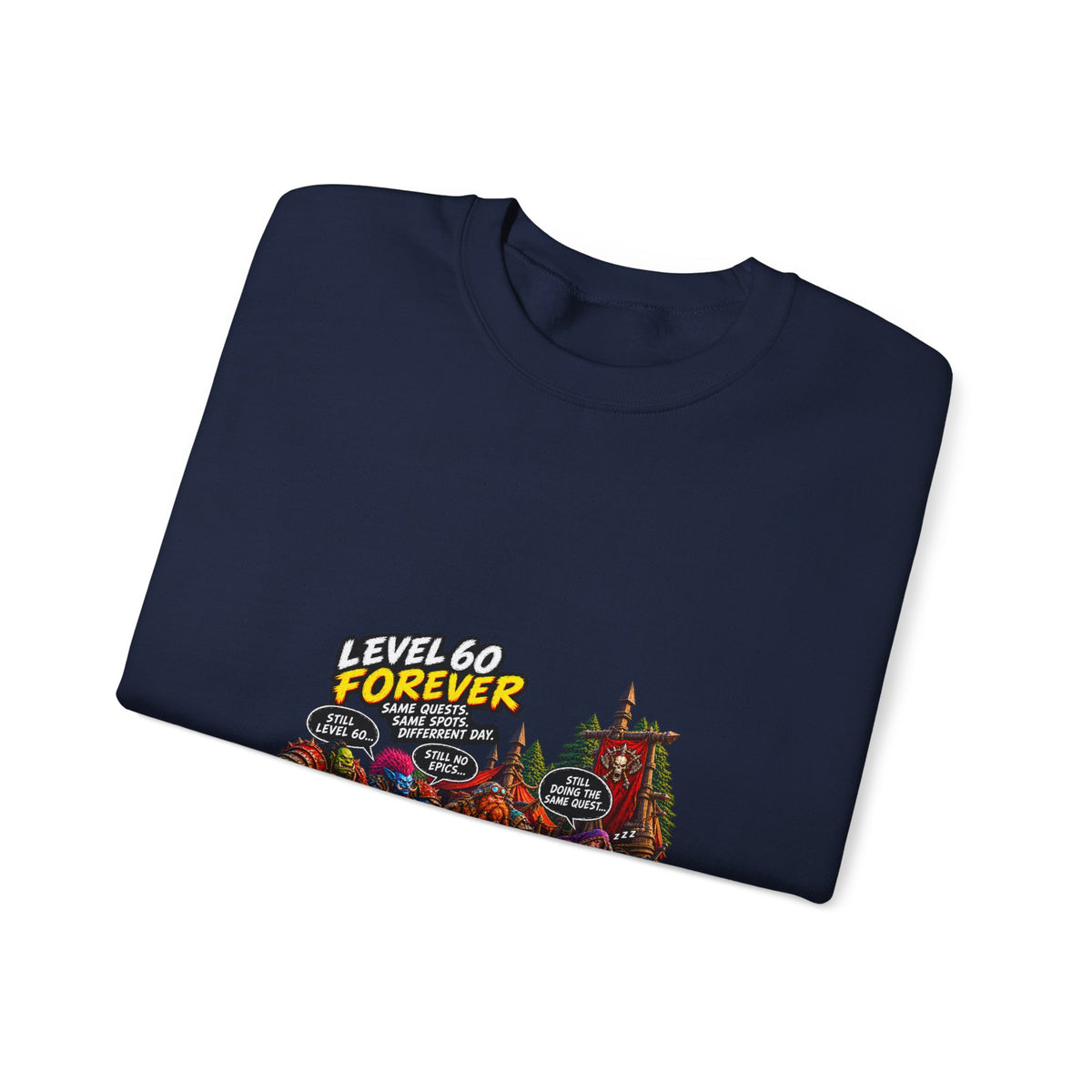 Crewneck Sweatshirt — "Level 60 Forever" Gamer Campfire Design