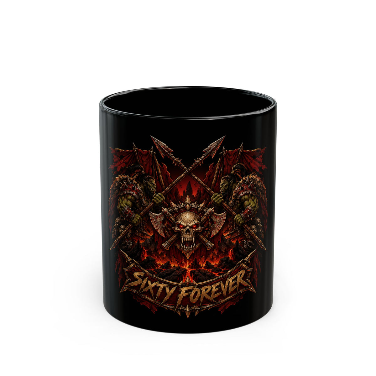 Sixty Forever Skull & Spears – Black Mug (11oz & 15oz)