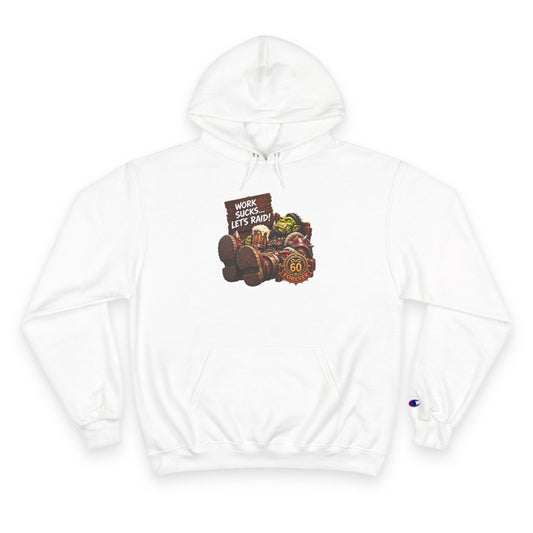 Champion Hoodie — 'Work Hard, Play Hard' Retro Thanksgiving Harvest Graphic