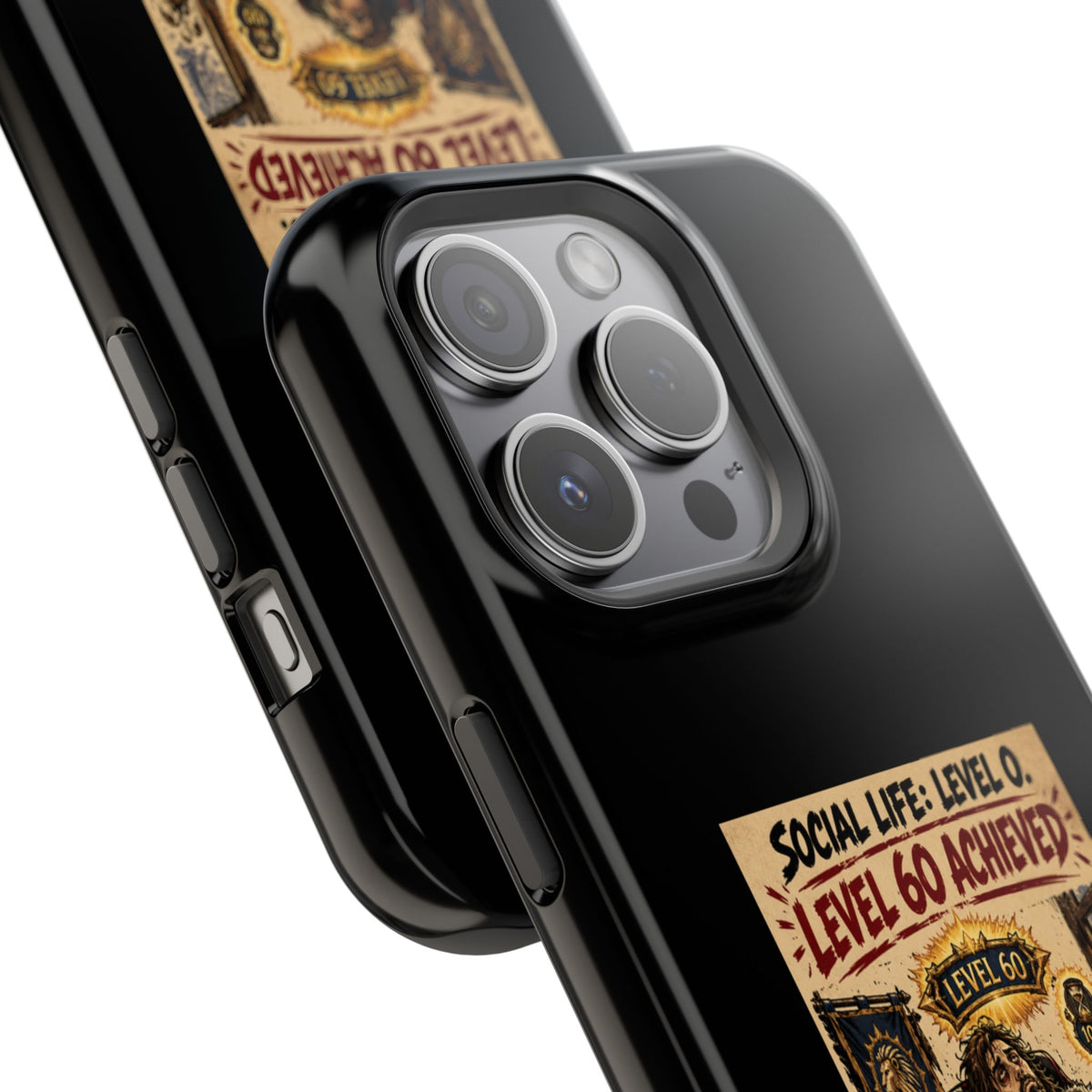 Phone Case — 'Social Life: Level 0 — Level 60 Achieved (Lion Banner)' Heavy-Duty Impact-Resistant Phone Case
