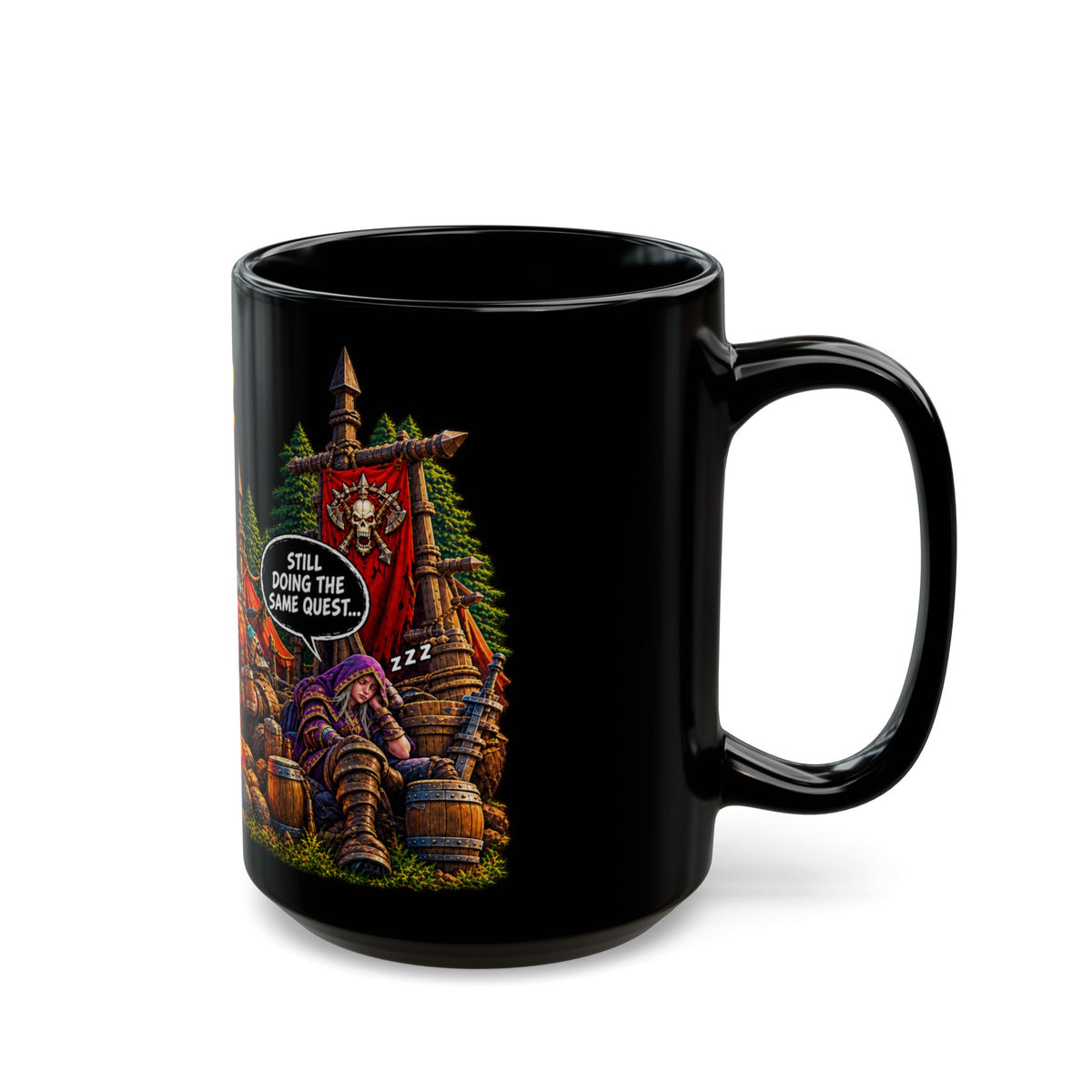 Level 60 Forever Campfire – Black Mug (11oz & 15oz)