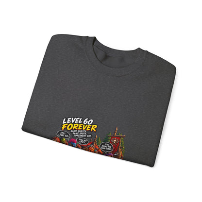 Crewneck Sweatshirt — "Level 60 Forever" Gamer Campfire Design