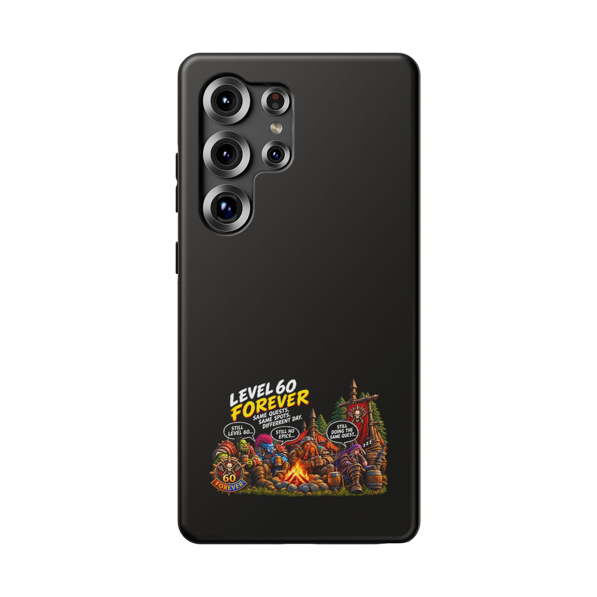 Phone Case — 'Level 60 Forever Campfire' Heavy-Duty Impact-Resistant Phone Case