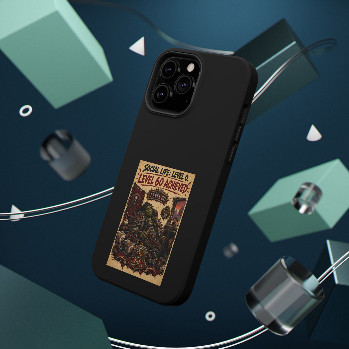 Phone Case — 'Social Life: Level 0 — Level 60 Achieved (Skull Banner)' Heavy-Duty Impact-Resistant Phone Case