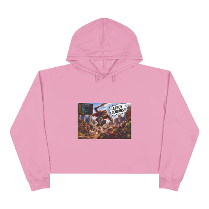 Crop Hoodie — 'Leeroy Jenkins!' Gaming Meme Cropped Hoodie