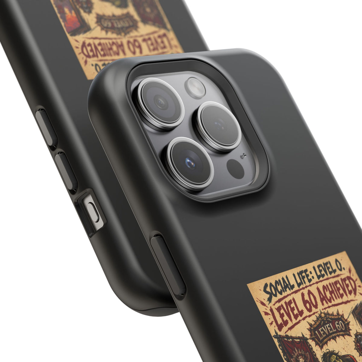 Phone Case — 'Social Life: Level 0 — Level 60 Achieved (Skull Banner)' Heavy-Duty Impact-Resistant Phone Case