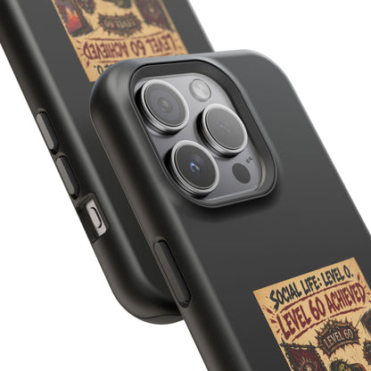 Phone Case — 'Social Life: Level 0 — Level 60 Achieved (Skull Banner)' Heavy-Duty Impact-Resistant Phone Case
