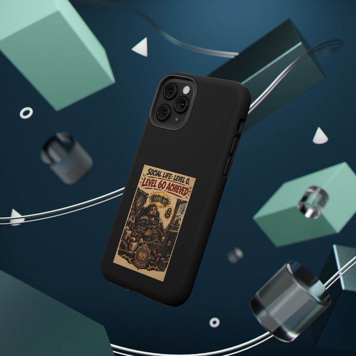 Phone Case — 'Social Life: Level 0 — Level 60 Achieved (Lion Banner)' Heavy-Duty Impact-Resistant Phone Case