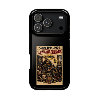 Phone Case — 'Social Life: Level 0 — Level 60 Achieved (Lion Banner)' Heavy-Duty Impact-Resistant Phone Case