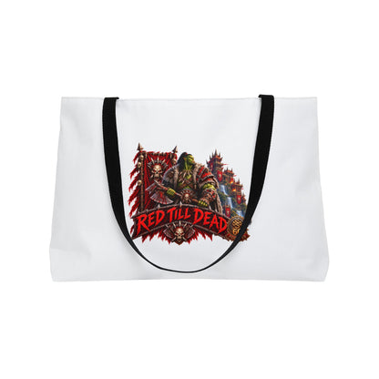 Weekender Tote Bag — 'Red Till Dead' Patriotic Skull Graphic Tote
