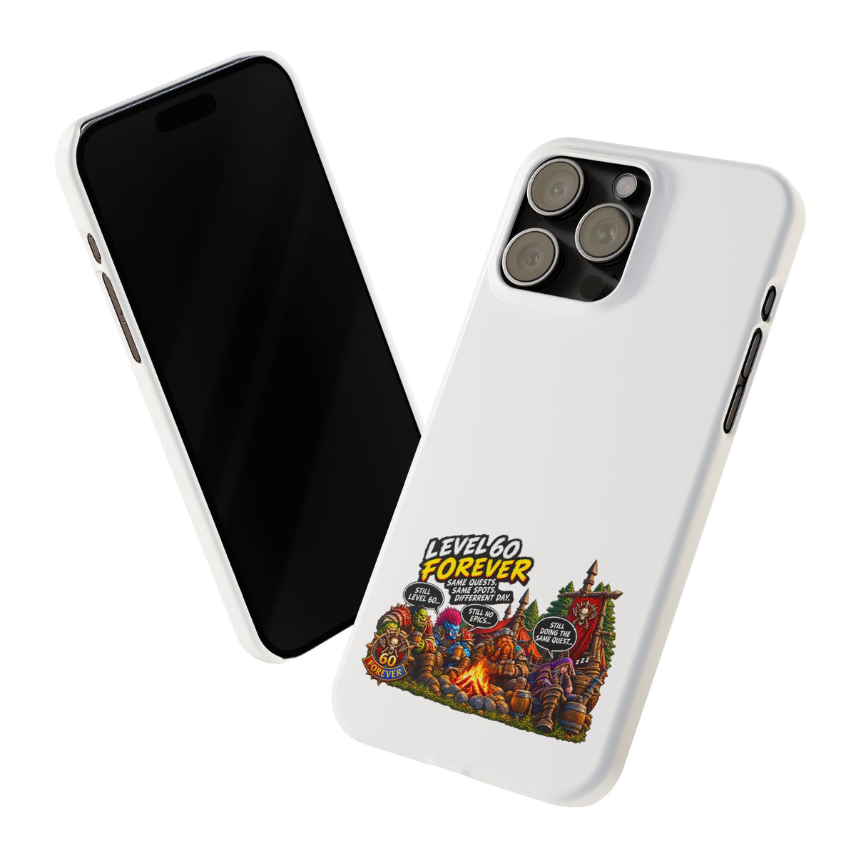 Level 60 Forever Slim Phone Case — Retro RPG Camping Gamer Design