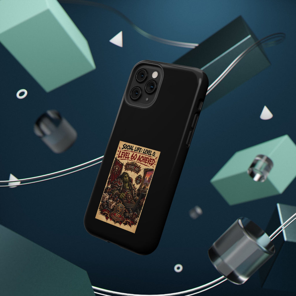Phone Case — 'Social Life: Level 0 — Level 60 Achieved (Skull Banner)' Heavy-Duty Impact-Resistant Phone Case