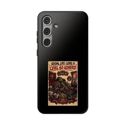 Phone Case — 'Social Life: Level 0 — Level 60 Achieved (Skull Banner)' Heavy-Duty Impact-Resistant Phone Case