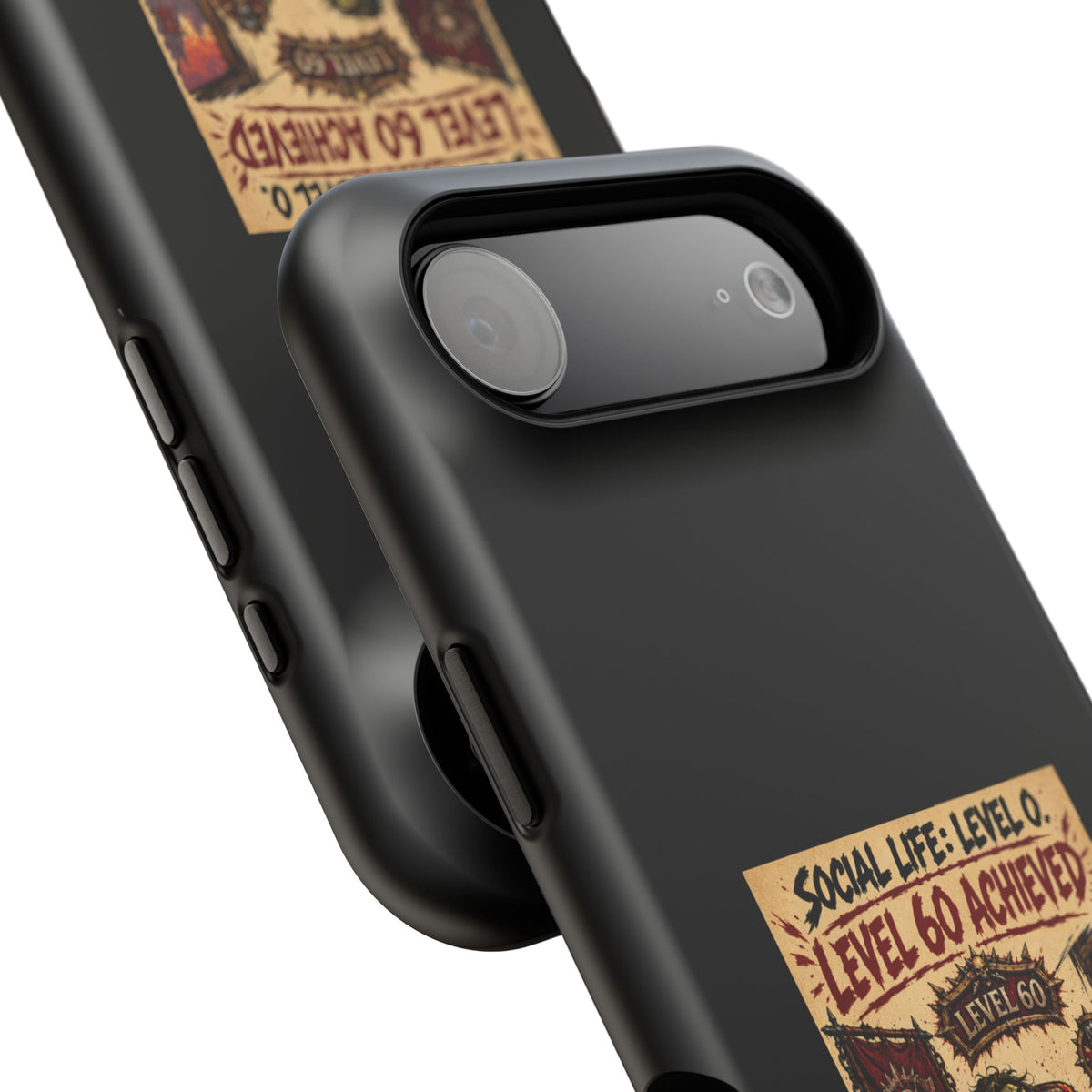 Phone Case — 'Social Life: Level 0 — Level 60 Achieved (Skull Banner)' Heavy-Duty Impact-Resistant Phone Case