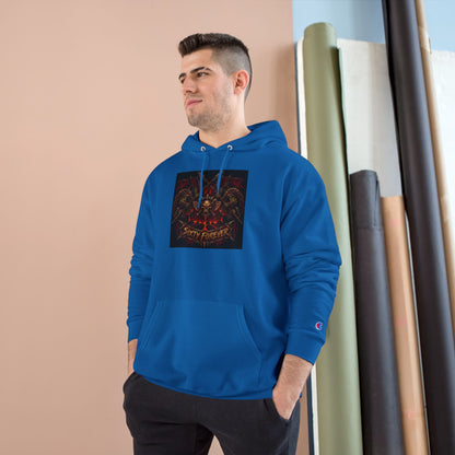 Champion Hoodie — Gothic Floral Skull Graphic Pullover