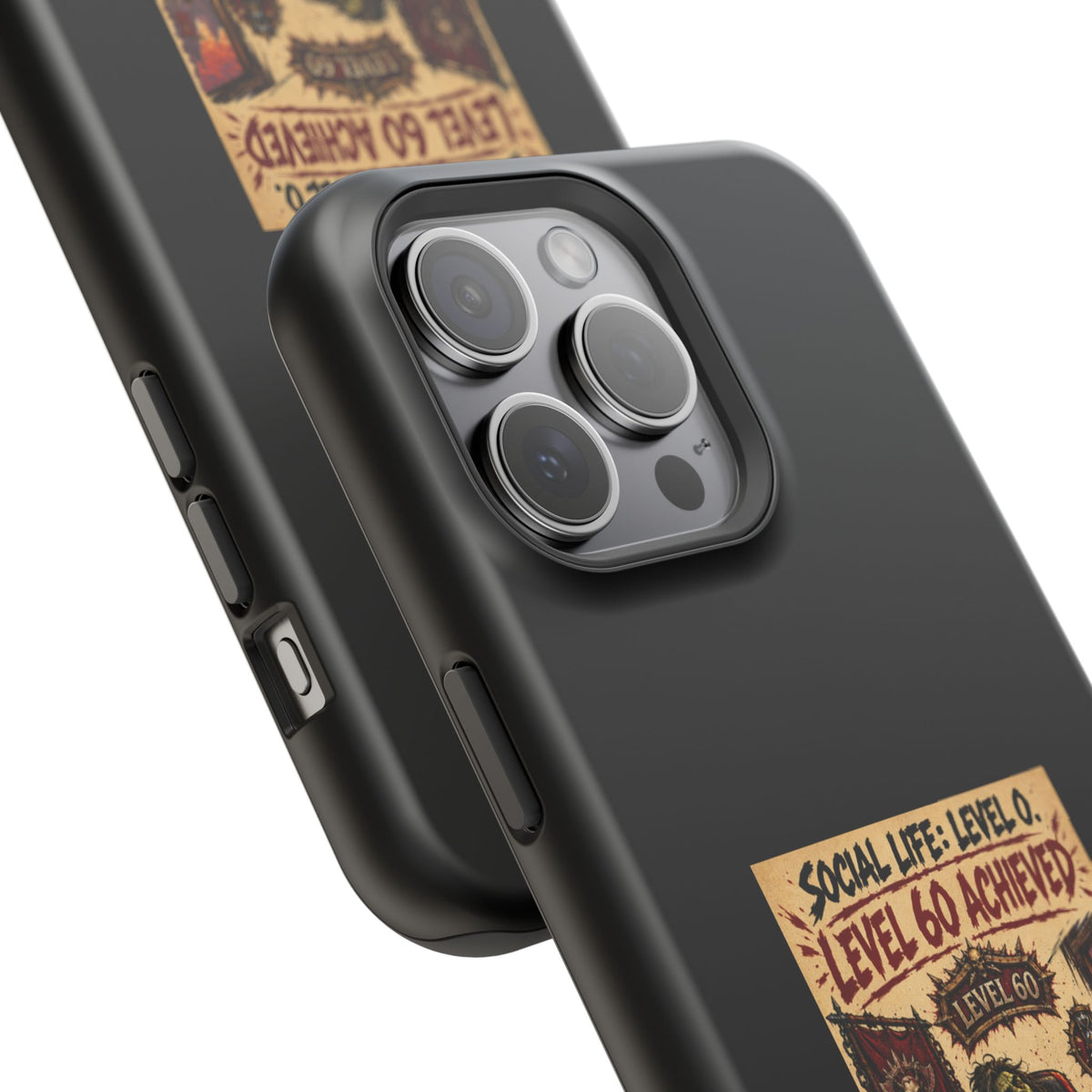 Phone Case — 'Social Life: Level 0 — Level 60 Achieved (Skull Banner)' Heavy-Duty Impact-Resistant Phone Case
