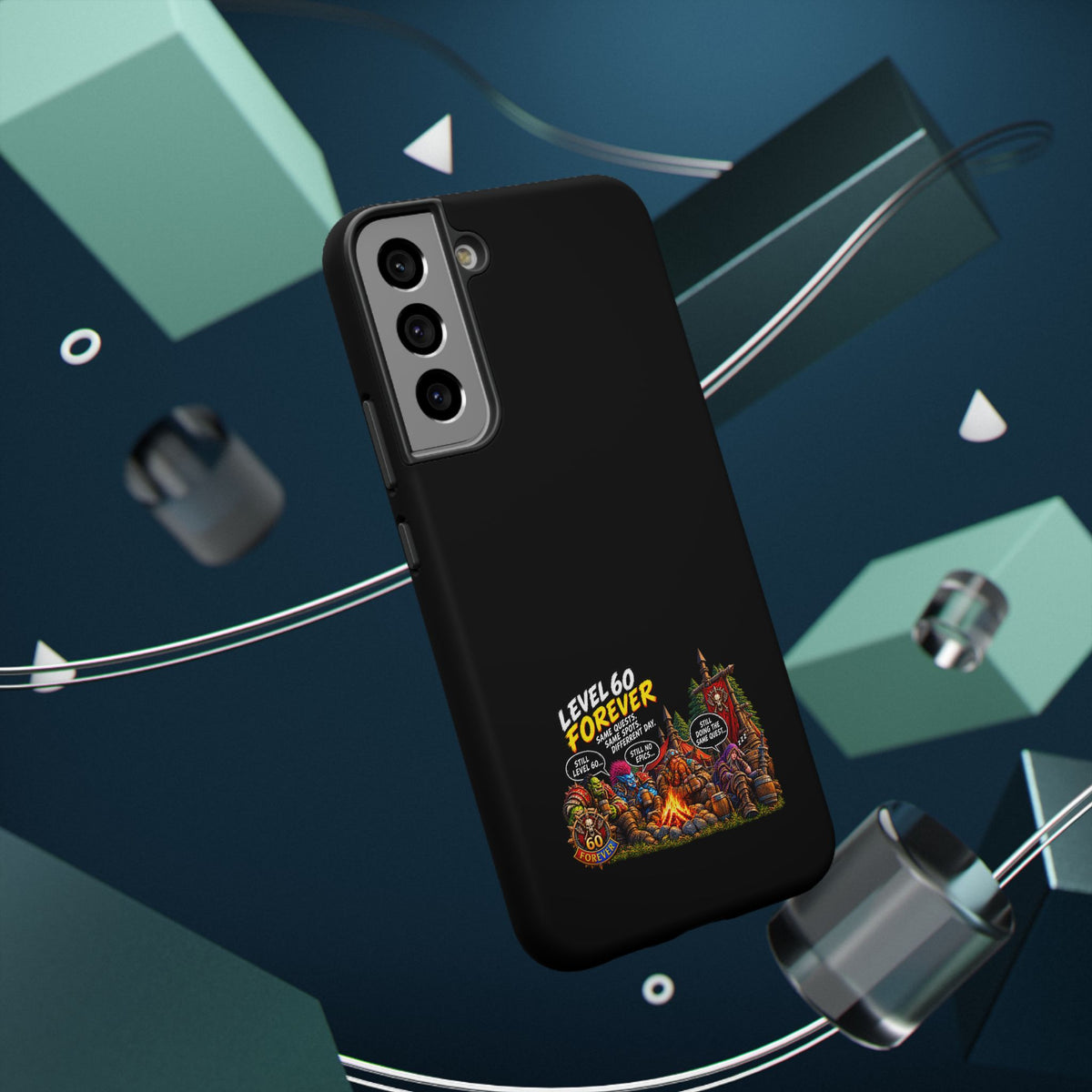 Phone Case — 'Level 60 Forever Campfire' Heavy-Duty Impact-Resistant Phone Case