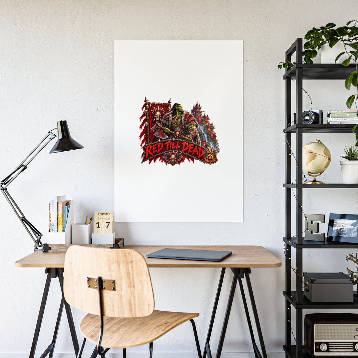 Red Till Dead Gloss Poster — Fantasy Orc Warrior Art Print