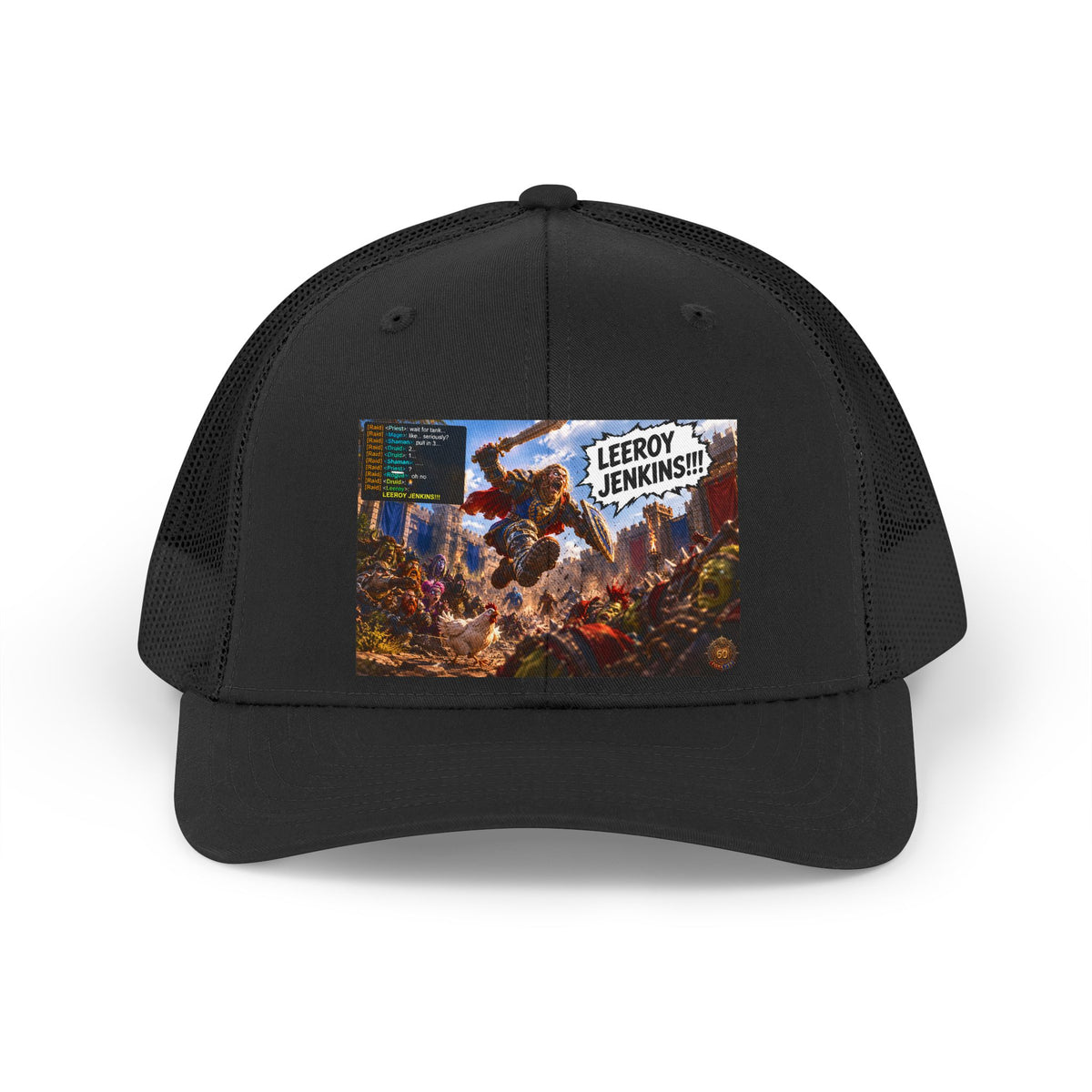 Trucker Hat — Retro 'Leeroy Jenkins!' Gaming Meme Patch