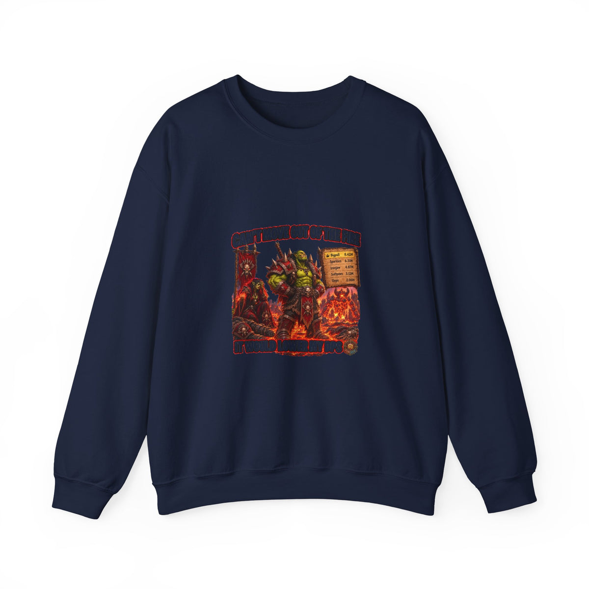 Crewneck Sweatshirt — Retro Dungeons & Dragons Goblin Art "Get Out of the Fire" RPG Gaming Tee