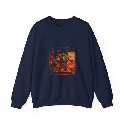 Crewneck Sweatshirt — Retro Dungeons & Dragons Goblin Art "Get Out of the Fire" RPG Gaming Tee