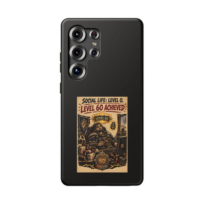 Phone Case — 'Social Life: Level 0 — Level 60 Achieved (Lion Banner)' Heavy-Duty Impact-Resistant Phone Case
