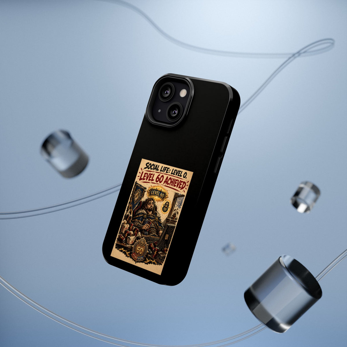Phone Case — 'Social Life: Level 0 — Level 60 Achieved (Lion Banner)' Heavy-Duty Impact-Resistant Phone Case