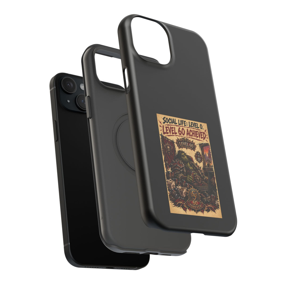 Phone Case — 'Social Life: Level 0 — Level 60 Achieved (Skull Banner)' Heavy-Duty Impact-Resistant Phone Case