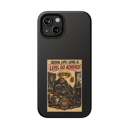 Phone Case — 'Social Life: Level 0 — Level 60 Achieved (Lion Banner)' Heavy-Duty Impact-Resistant Phone Case
