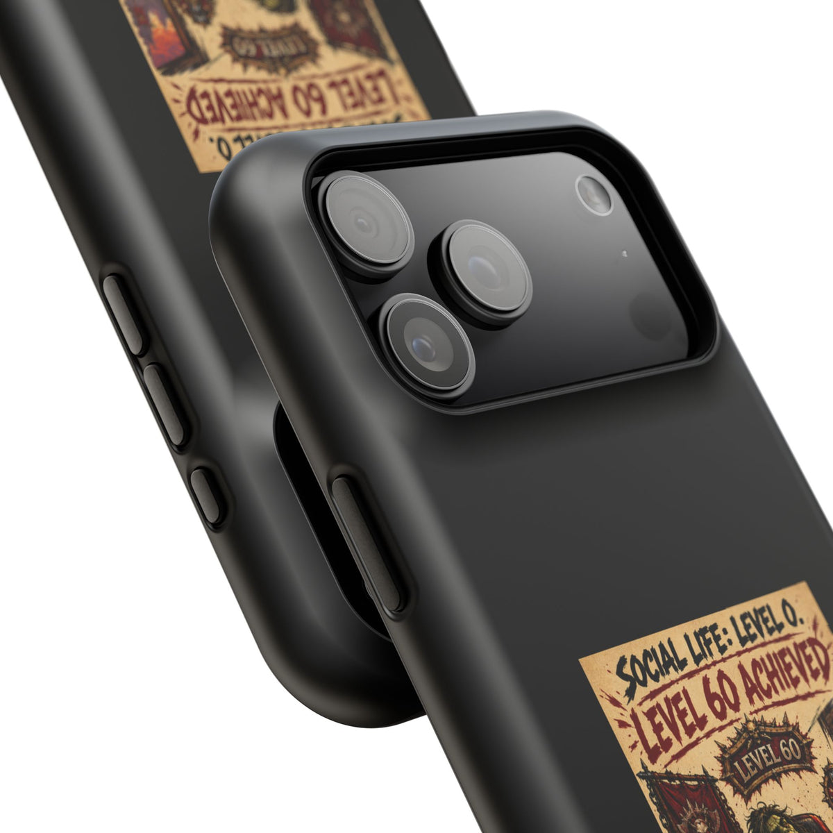 Phone Case — 'Social Life: Level 0 — Level 60 Achieved (Skull Banner)' Heavy-Duty Impact-Resistant Phone Case