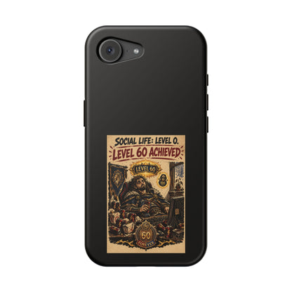 Phone Case — 'Social Life: Level 0 — Level 60 Achieved (Lion Banner)' Heavy-Duty Impact-Resistant Phone Case